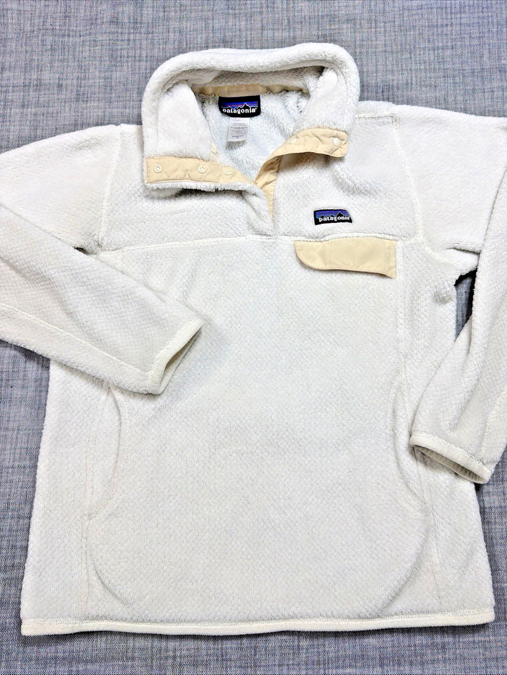 Patagonia Snap-T Fleece Pullover Cream Hike Transition Fall Cozy Polartec Sz M